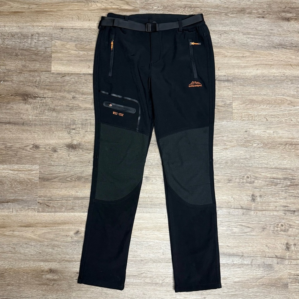 Men's Black and Orange Outdoor Sport Pants